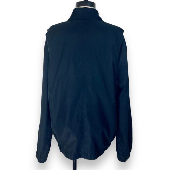 Black plaid lined utility jacket, mens large windbreaker coat by Covington - Picture 3 of 10